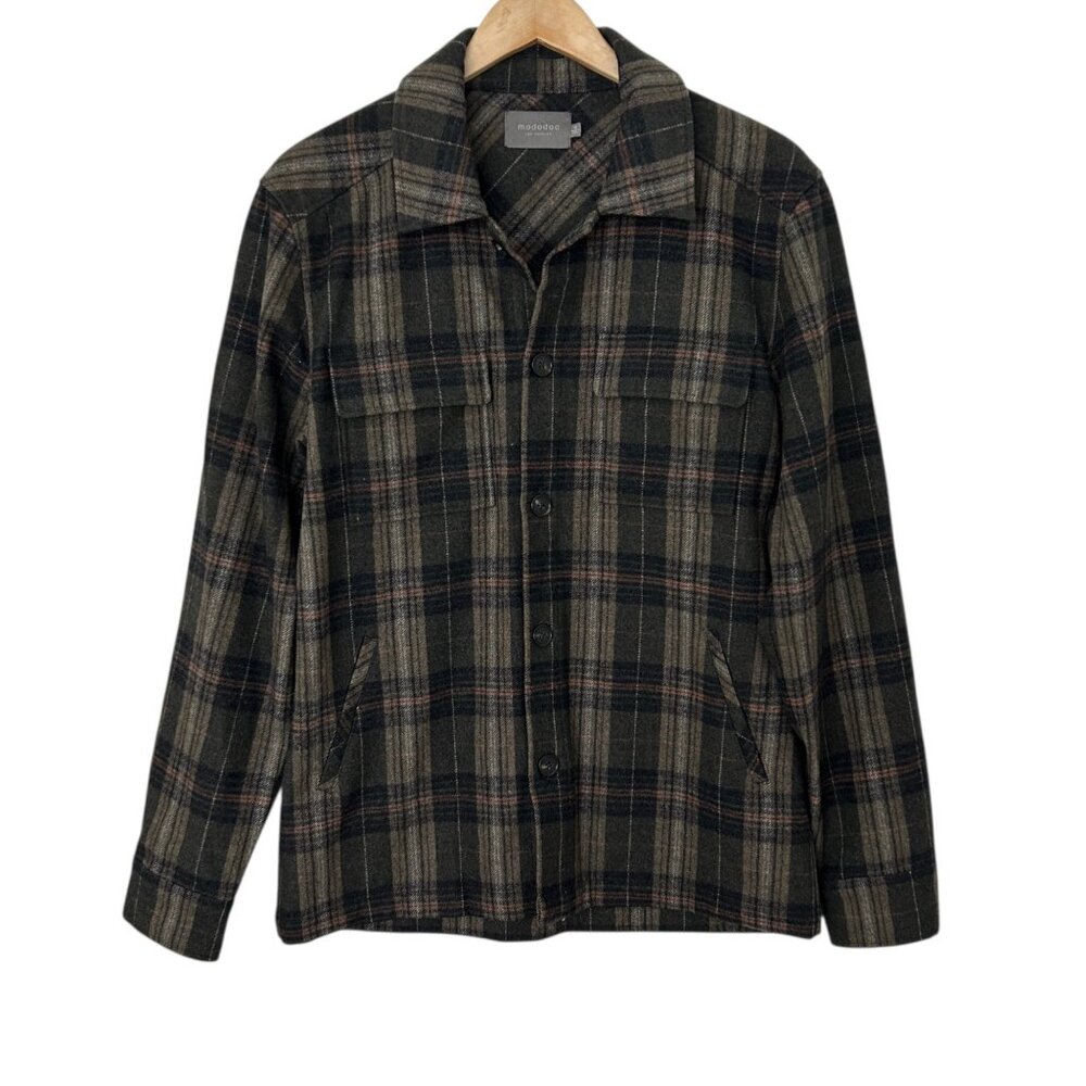 mododoc Wool Blend Plaid Long‎ Sleeve Shacket Jacket (M)